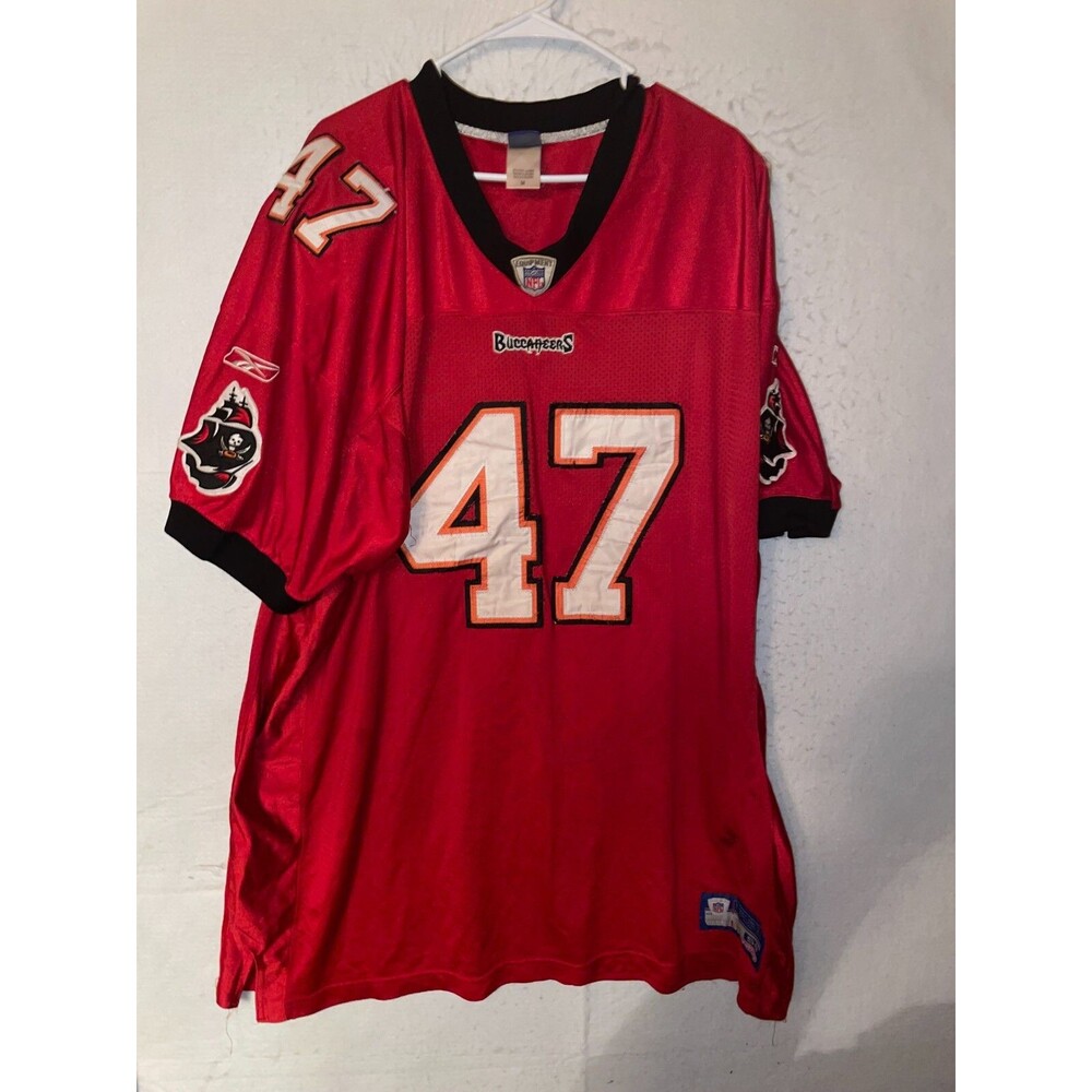TAMPA BAY BUCCANEERS JOHN LYNCH #47 JERSEY RED MENS 4XL REEBOK NFL Stitched VTG